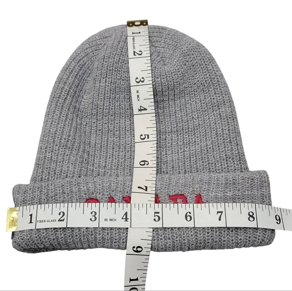 Roots Canada Raised Cuff Knit Beanie Toque Grey Winter Hat “Right to Play” - Picture 13 of 16